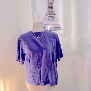 100% Silk Vintage Periwinkle Purple Blouse Size M🎀